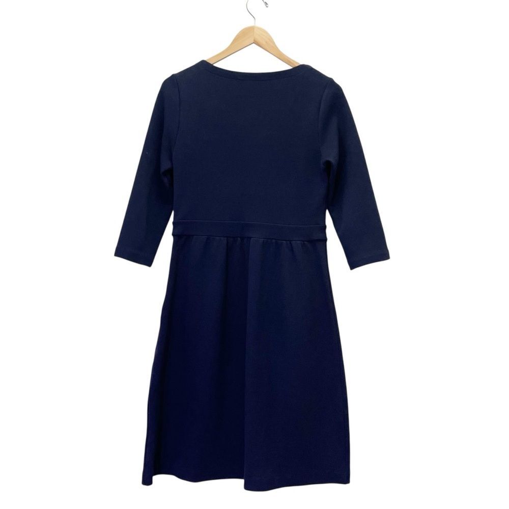 Boden Leila Ponte Dress Navy Blue Fit & Flare 3/4 Sleeve Work Office Size US 10 - Picture 3 of 10